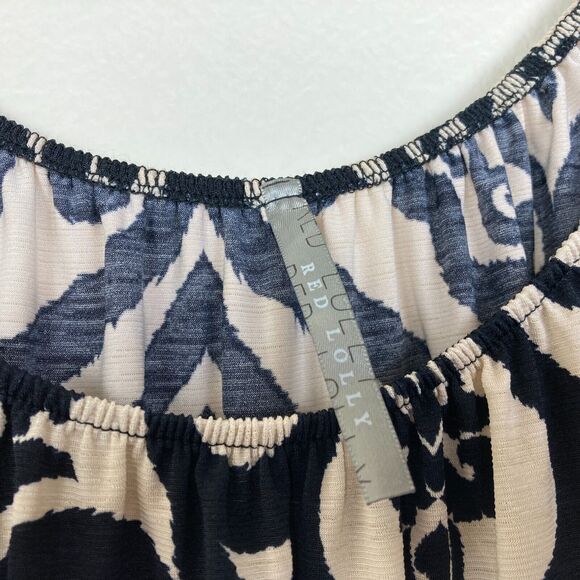 Red Lolly Mini A-Line Dress Size S Black Tan Off the Shoulder 3/4 Bell Sleeve - Picture 3 of 6